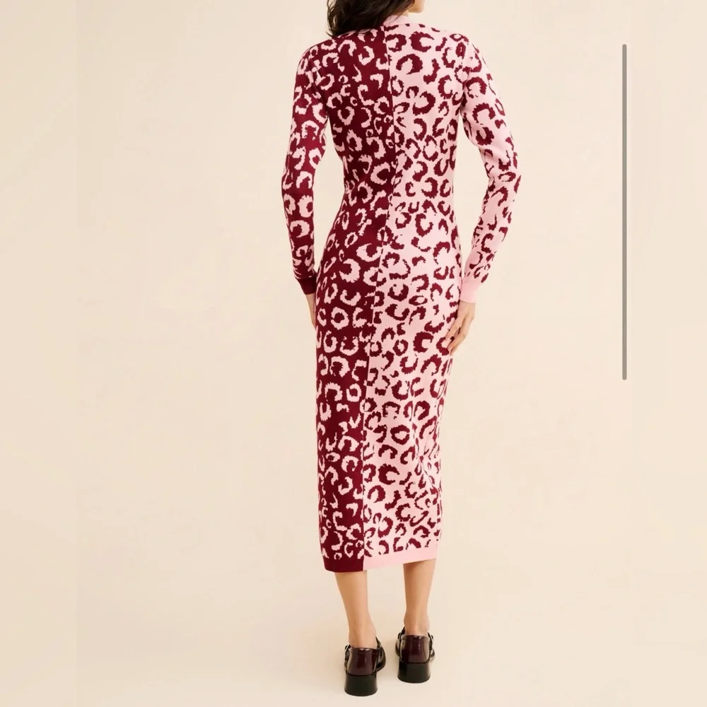 Farm Rio Mixed Leopard Knit Midi Dress - Picture 2 of 7